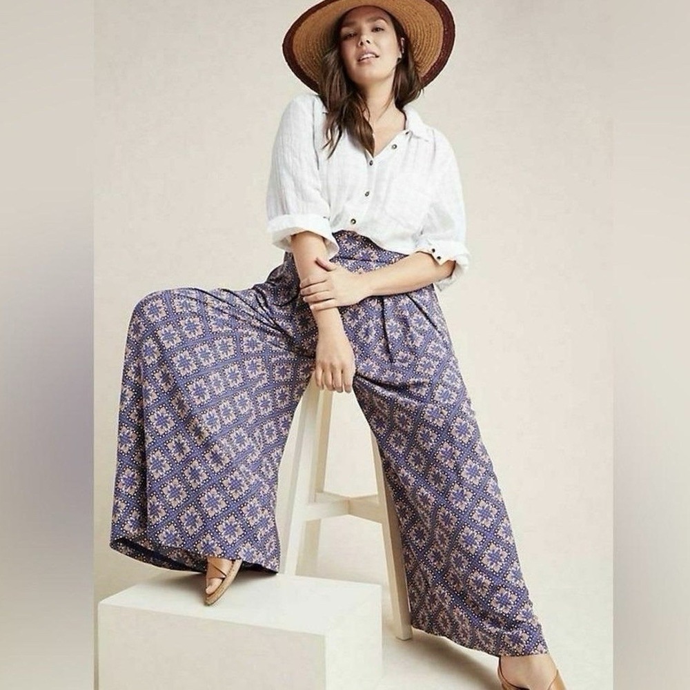 Anthropologie Maeve Wide Leg Pants Women's 2‎ Flowy Chic Boho 100% Viscose